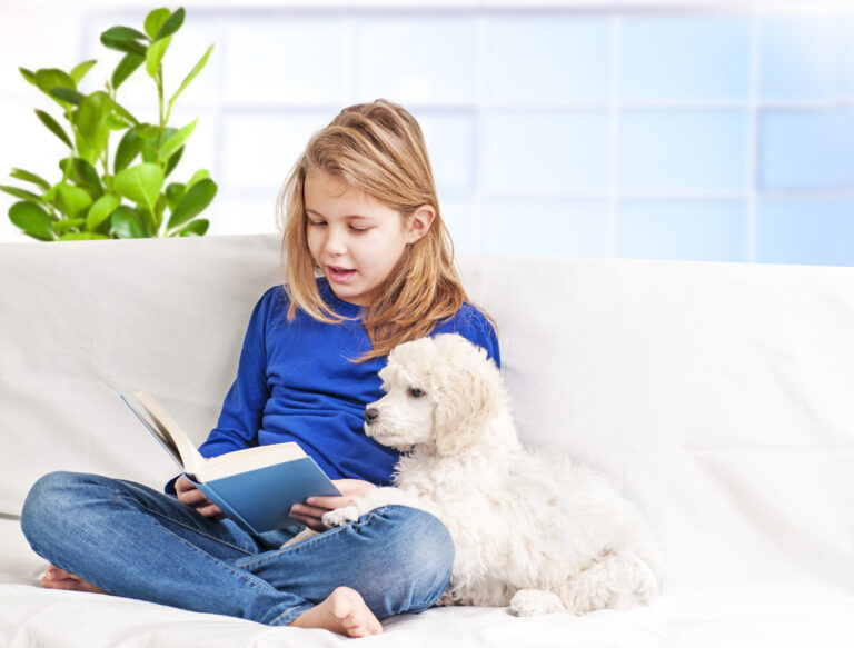 reading to the family dog