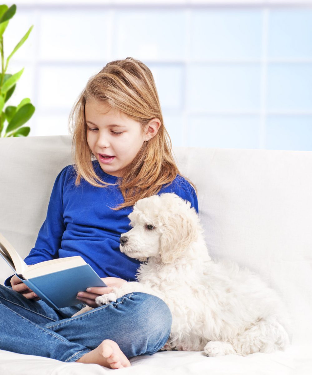 reading to the family dog
